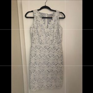 Loft White Flower Pattern Lace Dress